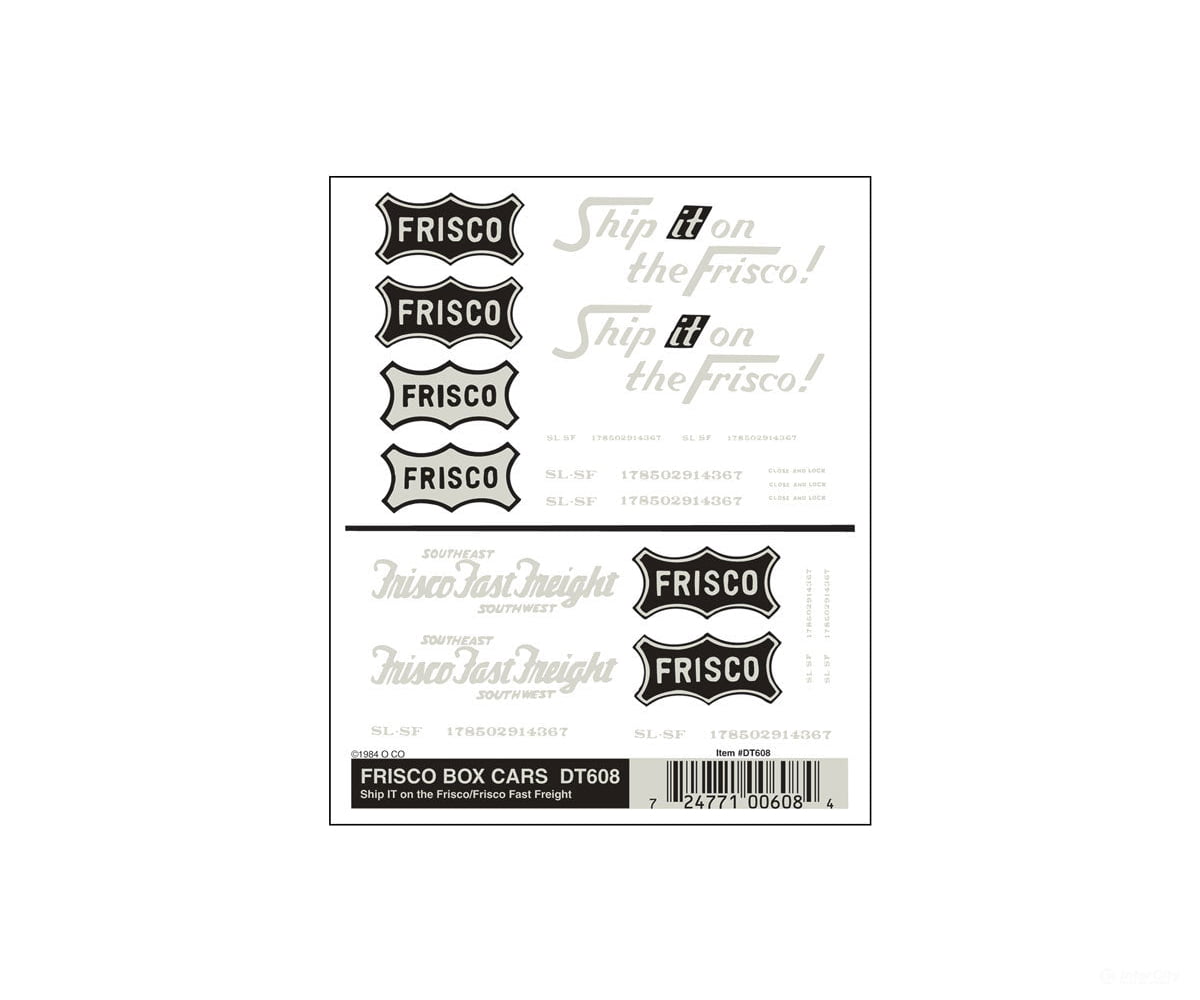 Woodland Scenics 608 Decal - Boxcars Frisco (Ho) Decals