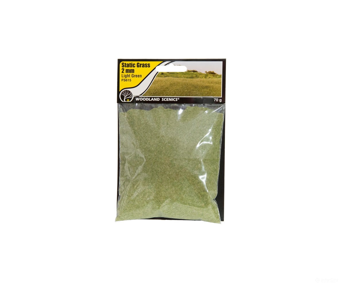 Woodland Scenics 615 Static Grass - Field System Light Green 1/16’ 2Mm Fibers & Applicators