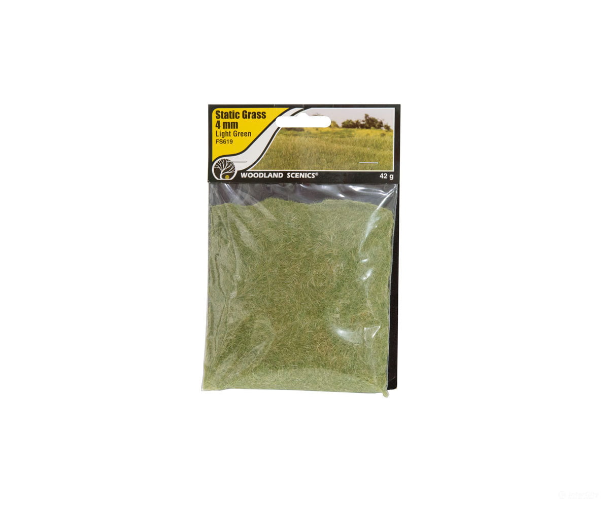 Woodland Scenics 619 Static Grass - Field System 1/8’ 4Mm Fibers Light Green & Applicators