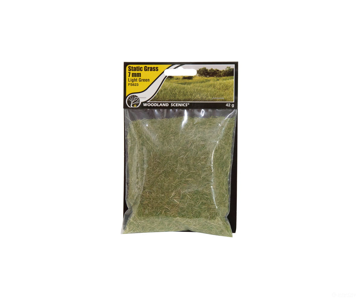 Woodland Scenics 623 Static Grass - Field System Light Green 1/4’ 7Mm Fibers & Applicators