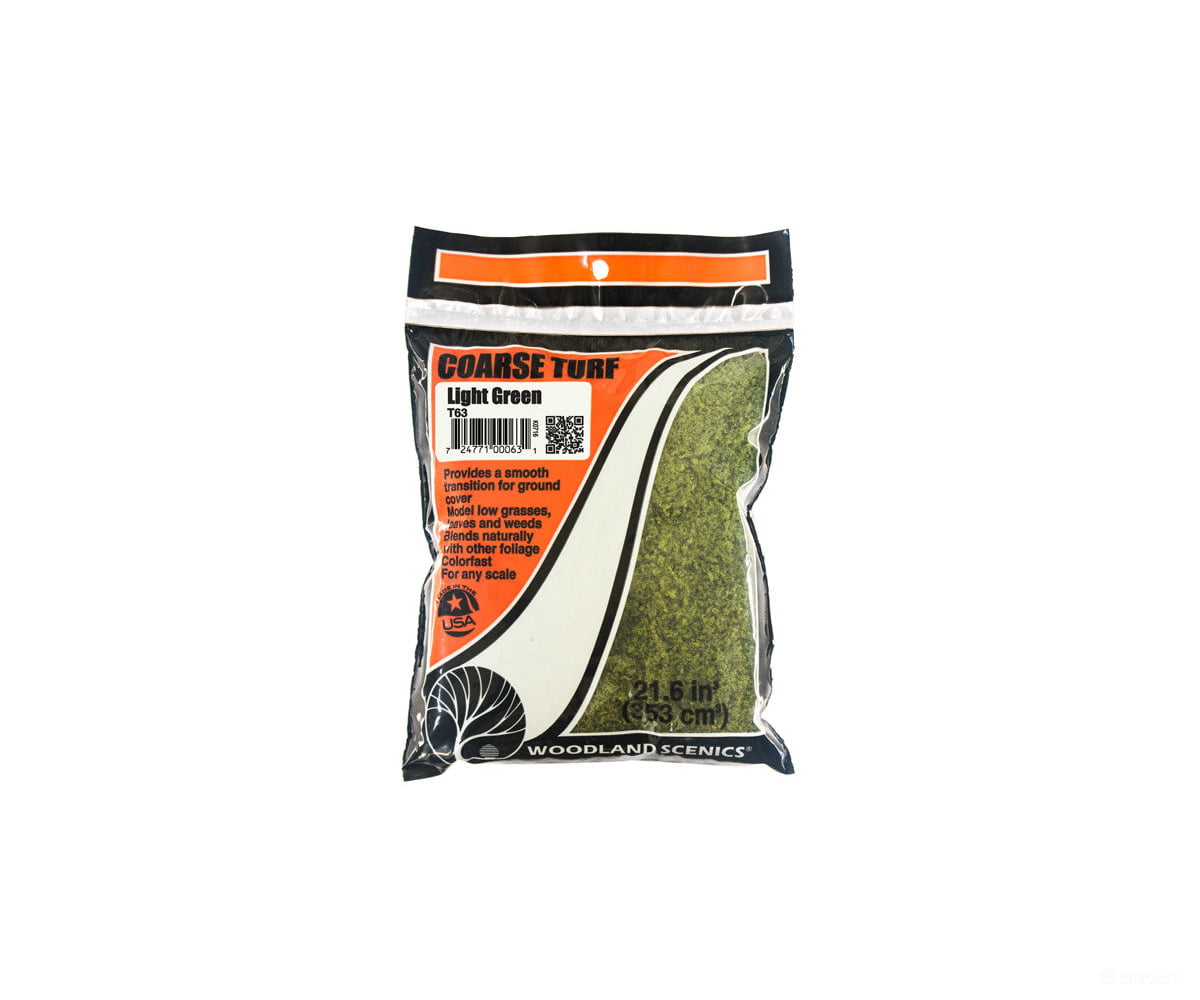 Woodland Scenics 63 Coarse Turf - Light Green (12 Oz) Flock & Turf