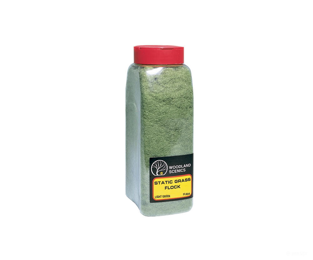 Woodland Scenics 634 Static Grass Flock Light Green (32 Oz) & Applicators