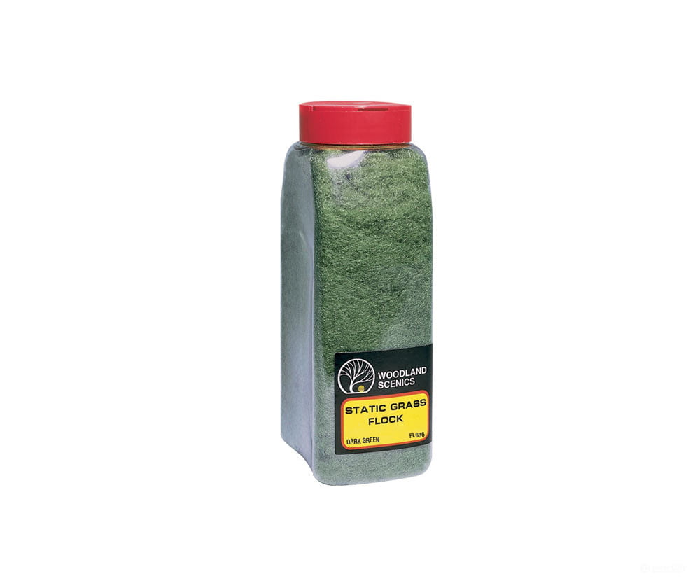 Woodland Scenics 636 Static Grass Flock Dark Green (32 Oz) & Applicators