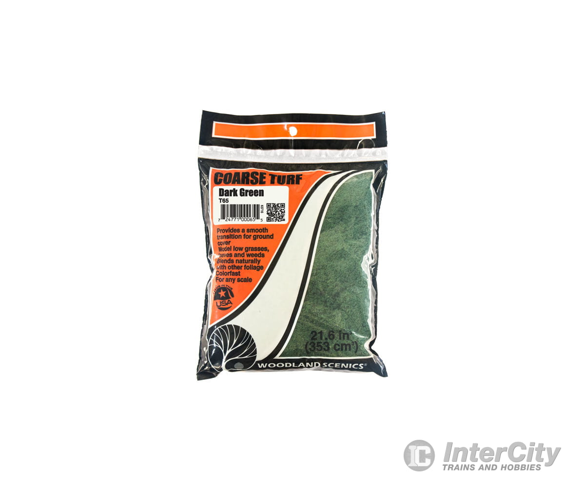 Woodland Scenics 65 Coarse Turf - Dark Green (12 Oz) Flock & Turf
