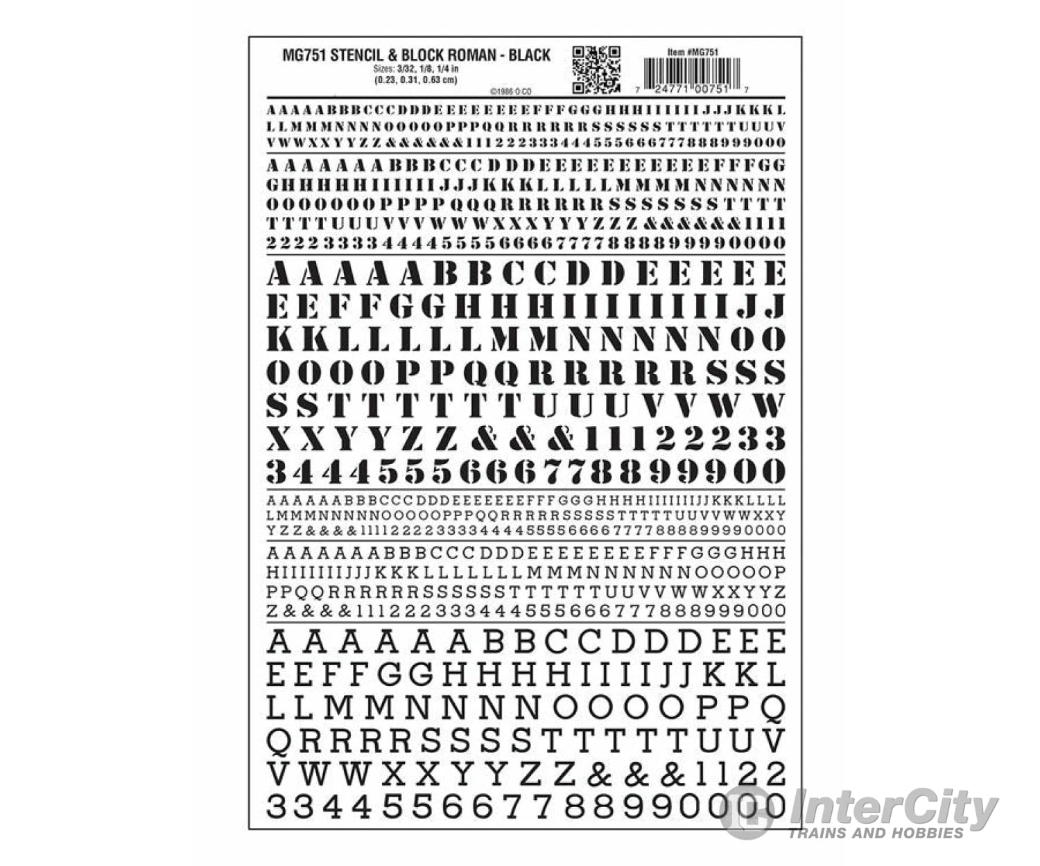 Woodland Scenics 751 Dry Transfer Alphabet & Numbers - Stencil/Block Roman - - Black Decals