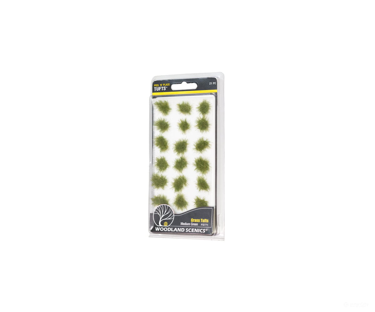 Woodland Scenics 771 Medium Green Grass Tufts & Scenery Mats