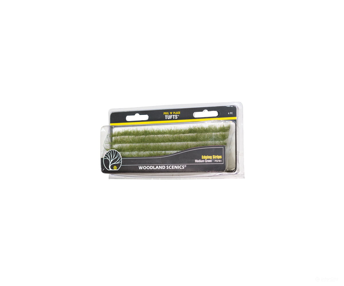 Woodland Scenics 781 Medium Green Edging Strips Grass & Scenery Mats