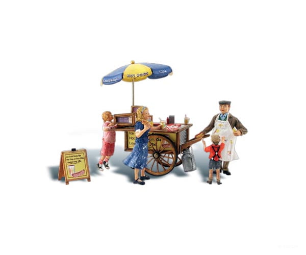 Woodland Scenics 1945 Wally’s Wiener Wagon Figures
