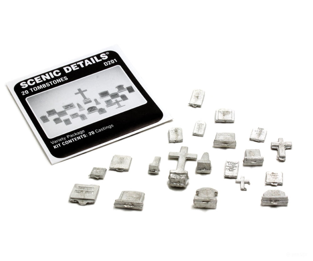 Woodland Scenics 201 Tombstones - Scenic Details(R) -- Metal Kit Unpainted Pkg(20) Other Scenery
