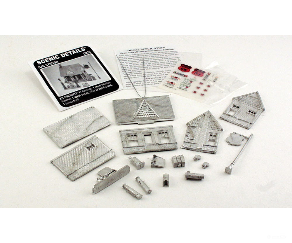 Woodland Scenics 223 Scenic Details(R) - - Gas Station - Kit (Unpainted Metal) 4 X 2 - 7/8’ 10.2
