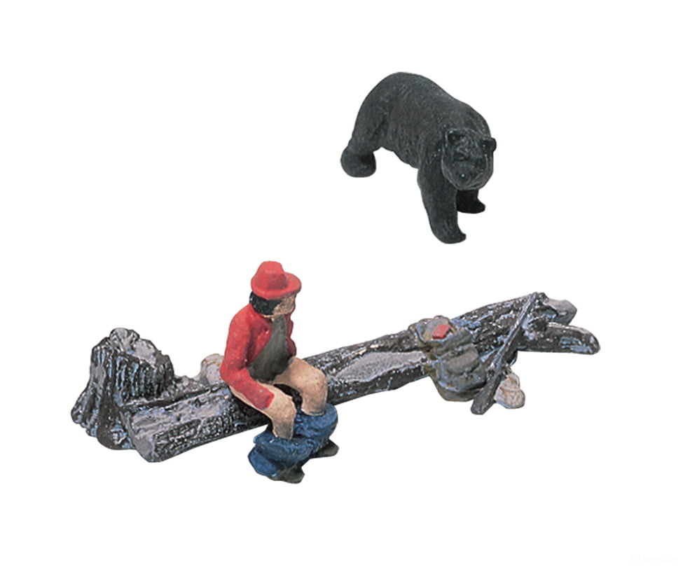 Woodland Scenics 227 Scenic Details(R) (Unpainted Metal Castings) - - The Bare Hunter & Black Bear