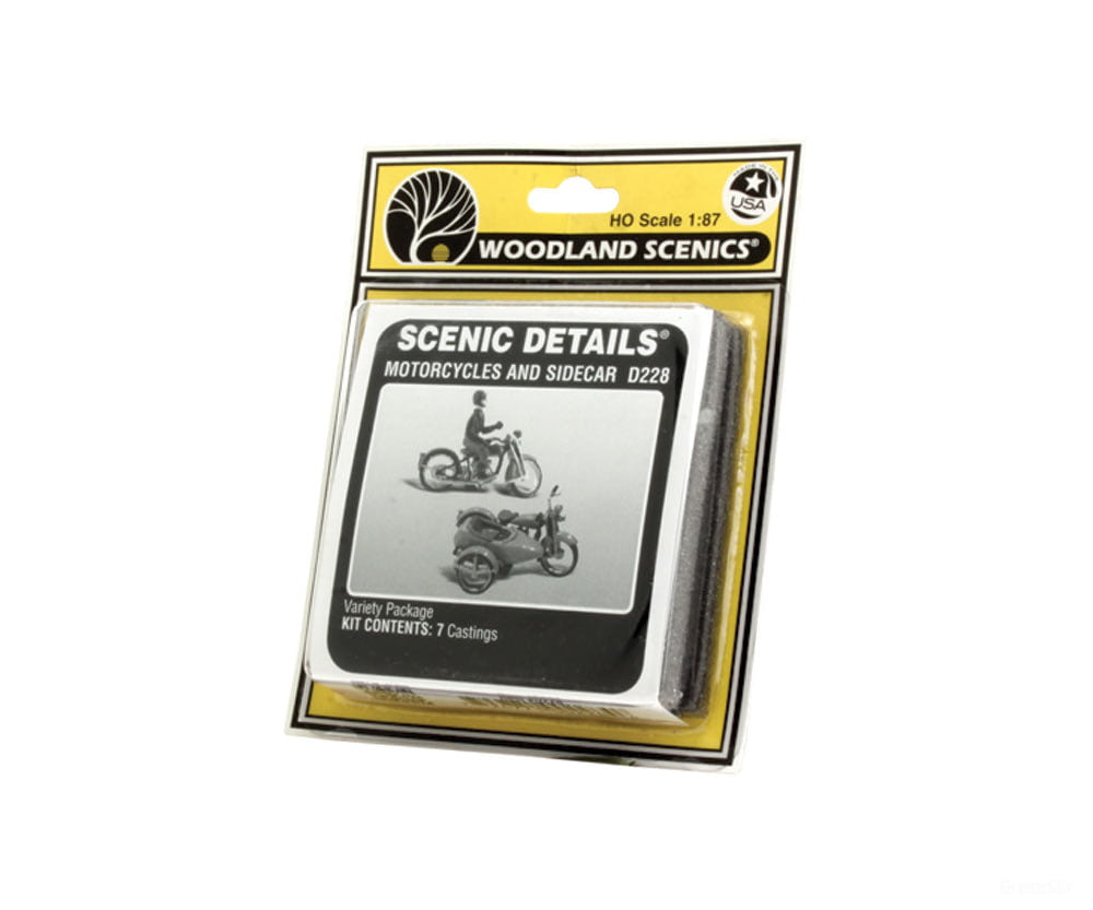 Woodland Scenics 228 Motorcycles W/Side Cars (Cast Metal Kit) & Trucks