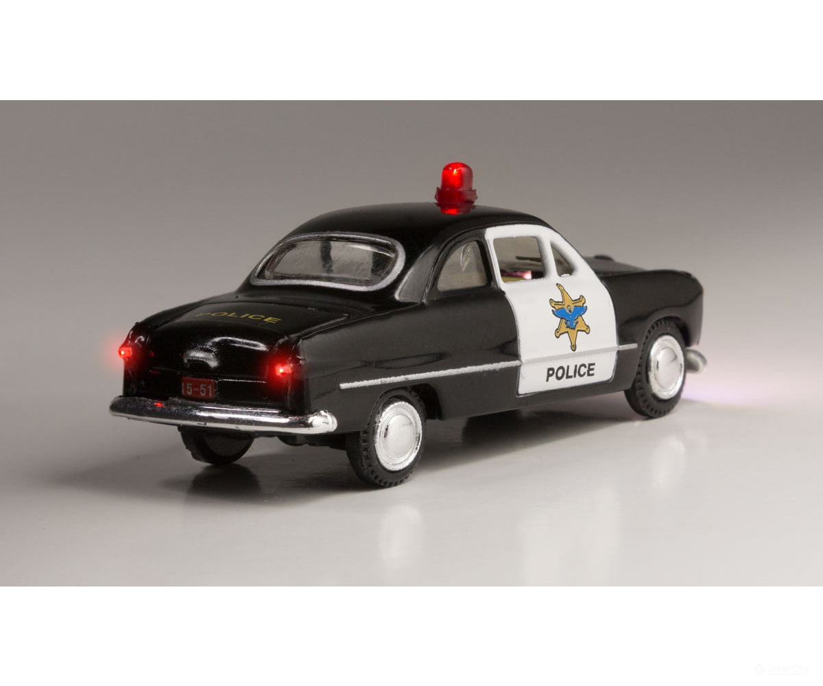 Woodland Scenics 5593 Police Car - Just Plug(R) Lighted Vehicle Black White Cars & Trucks