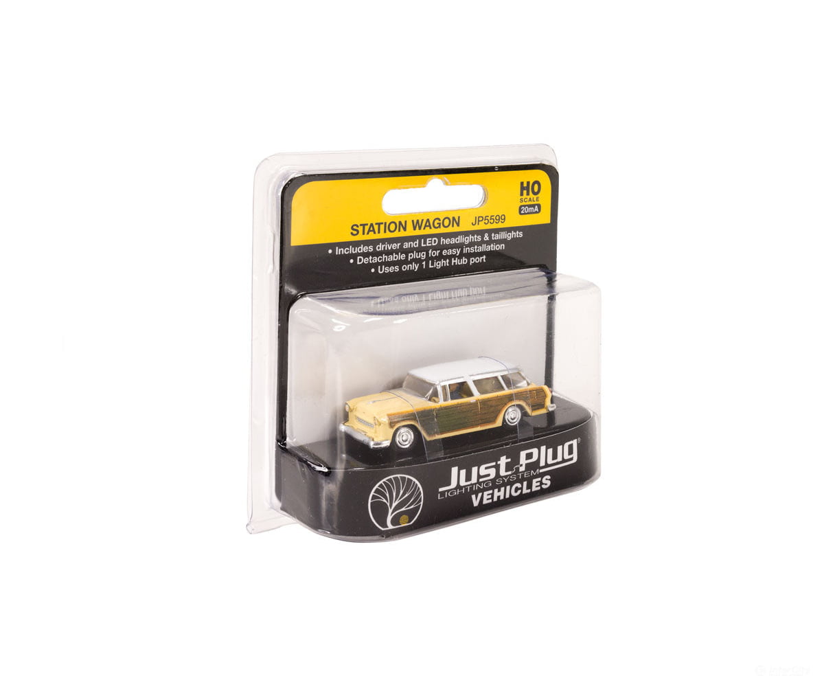 Woodland Scenics 5599 Station Wagon - Just Plug(R) Lighted Vehicle Yellow With Wood Sides Cars &