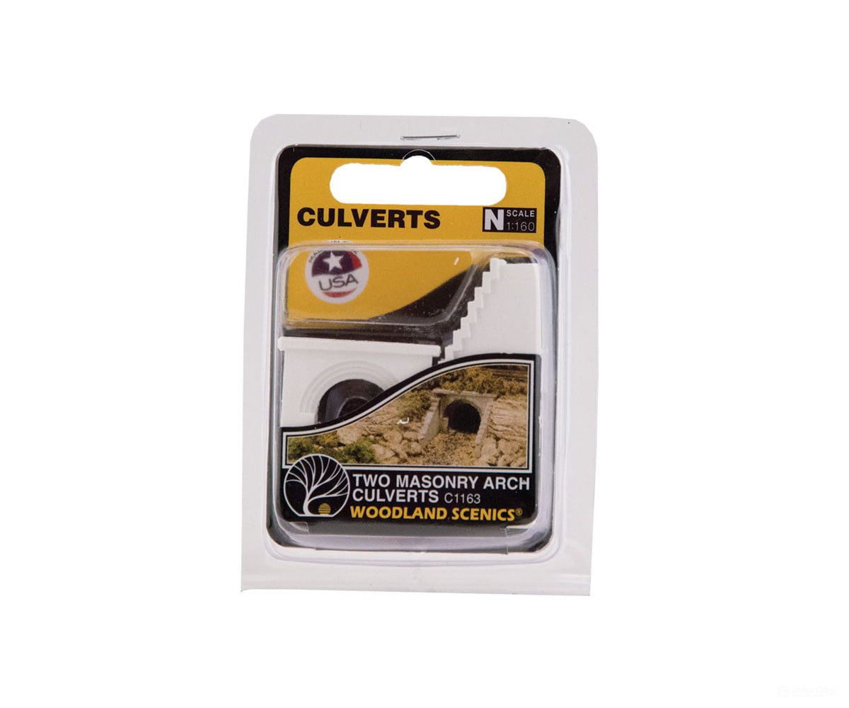 Woodland Scenics 1163 Culverts Pkg(2) (Unpainted Hydrocal(R) Castings) Masonry Tunnels & Bridges