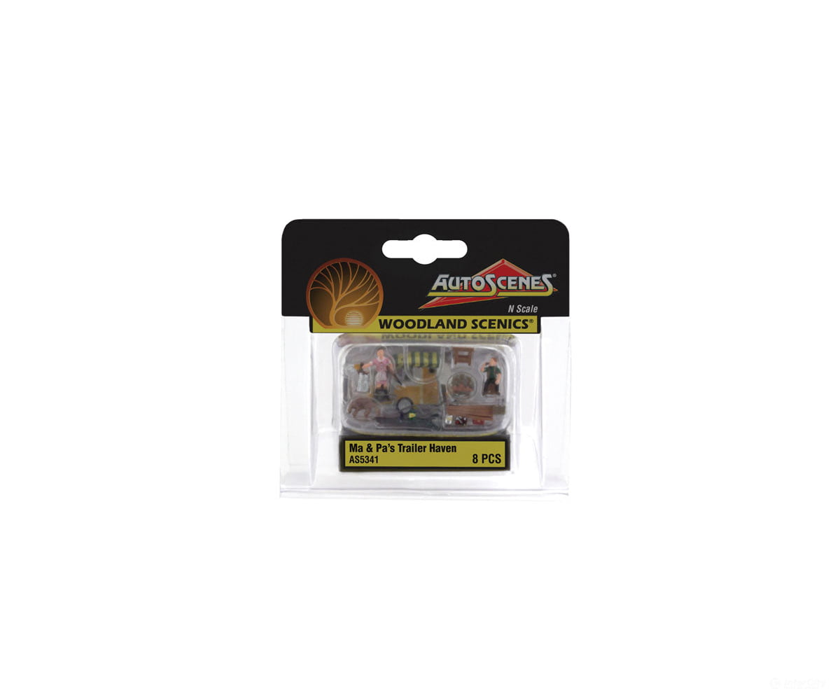 Woodland Scenics 5341 Autoscenes(R) - Assembled - - Ma & Pa’s Trailer Heaven Cars Trucks