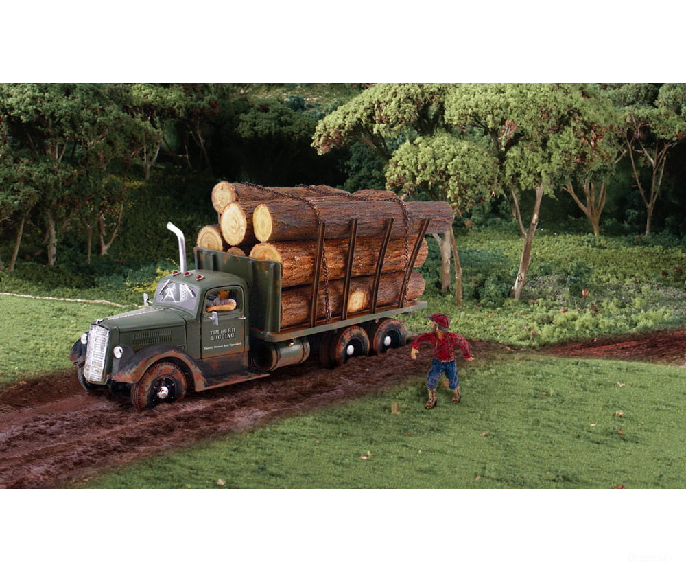 Woodland Scenics 5343 Tim Burr Logging - Assembled Autoscenes(R) - - Truck Lumber Load & Figures