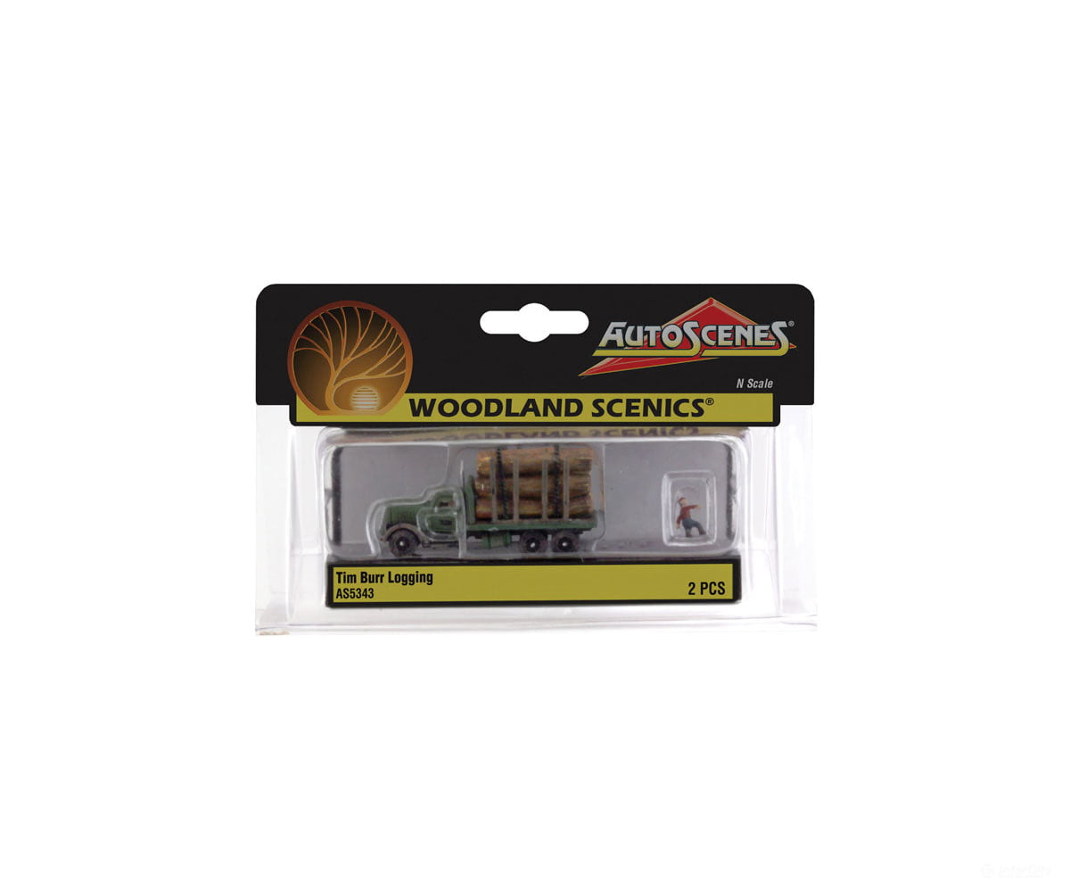 Woodland Scenics 5343 Tim Burr Logging - Assembled Autoscenes(R) - - Truck Lumber Load & Figures