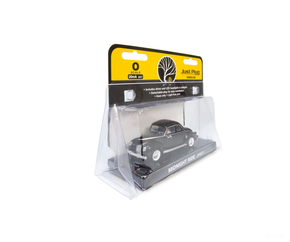 Woodland Scenics 5971 Midnight Ride - Just Plug(R) Lighted Vehicle - - Black Cars & Trucks