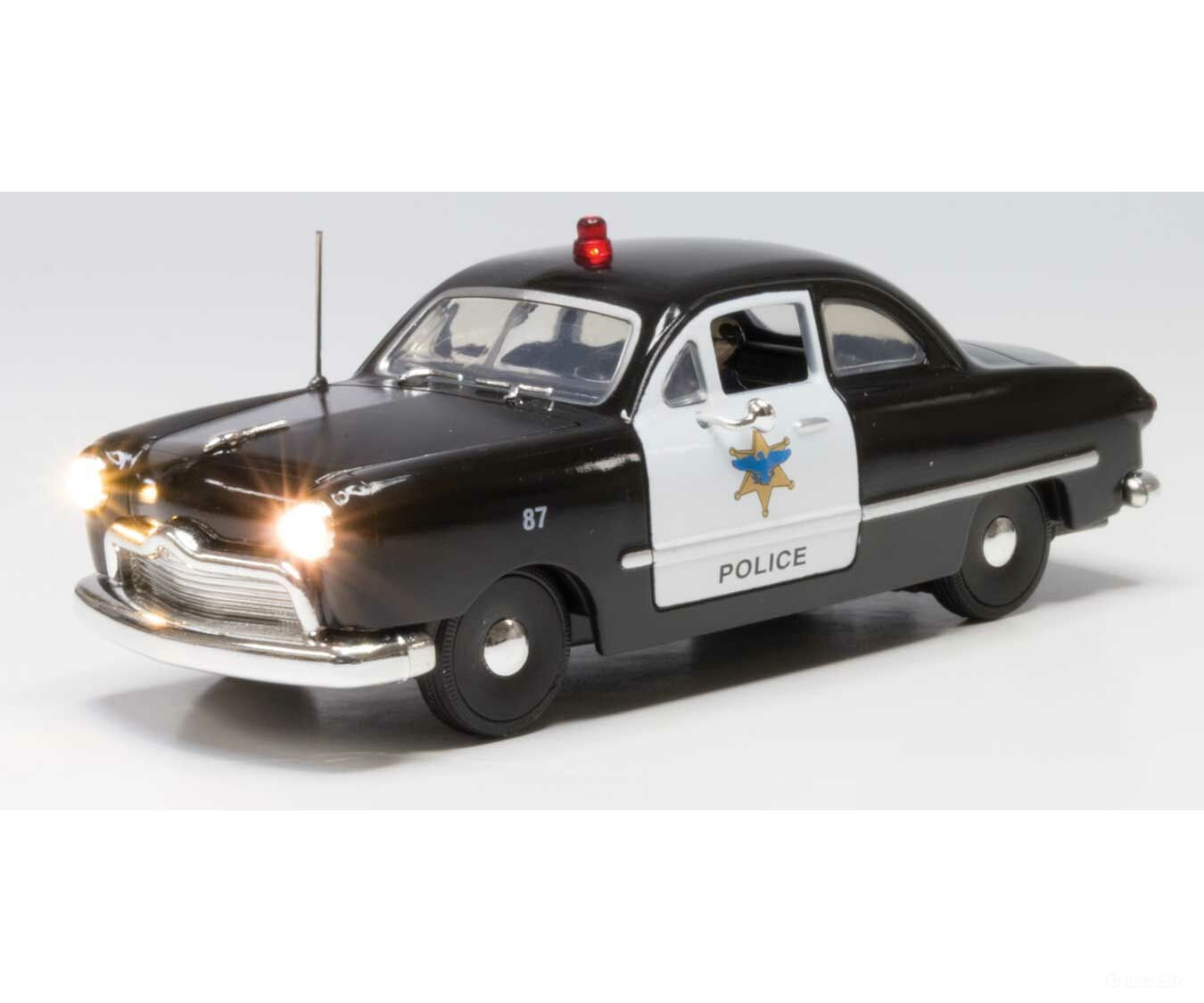 Woodland Scenics 5973 Police Car - Just Plug(R) Lighted Vehicle -- Black White Cars & Trucks