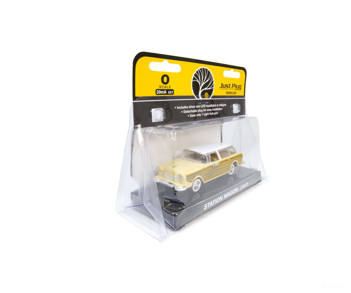 Woodland Scenics 5979 Station Wagon - Just Plug(R) Lighted Vehicle - - Yellow With Wood Sides Cars