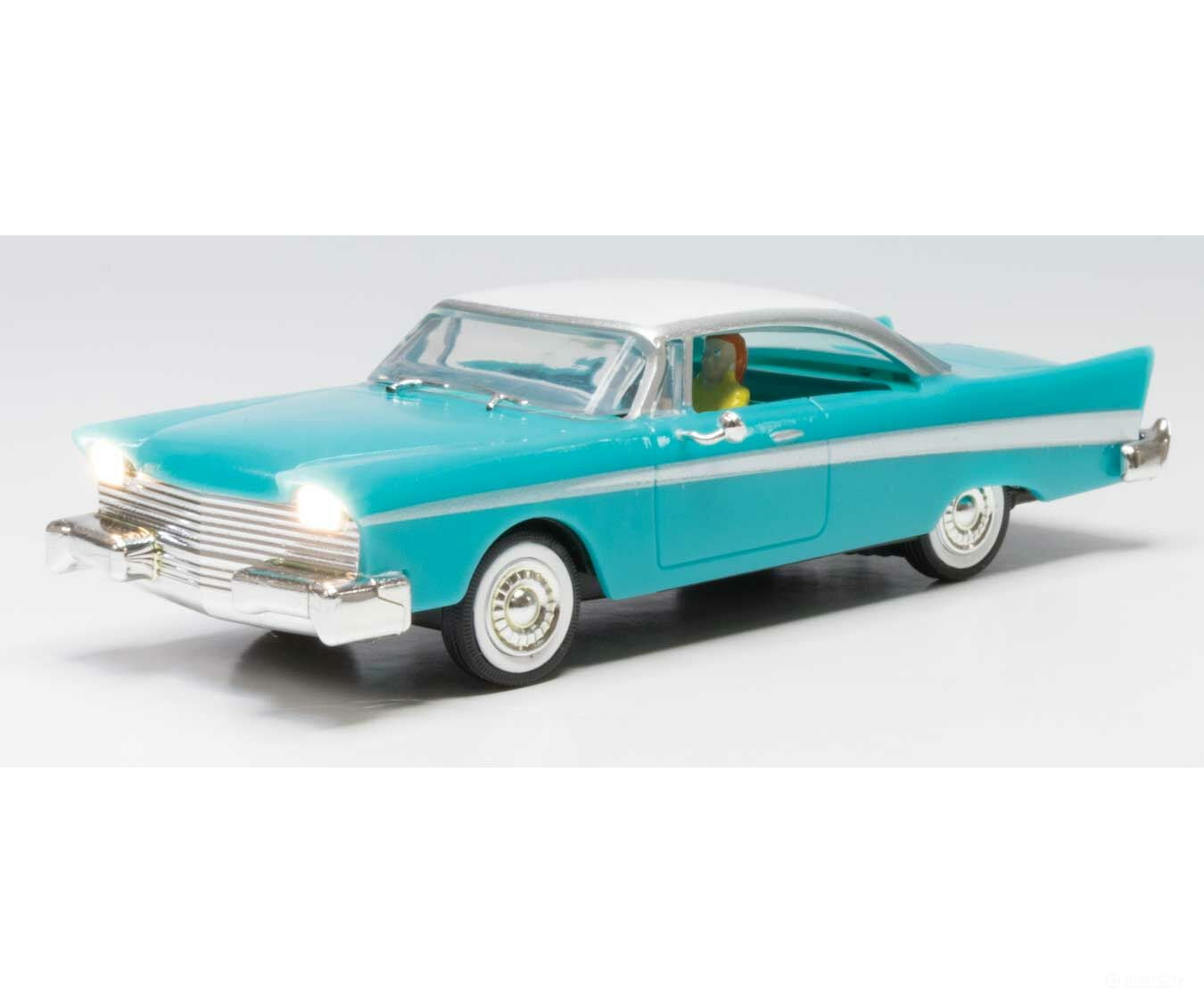 Woodland Scenics 5980 Fancy Fins - Just Plug(R) Lighted Vehicle -- Turquoise White Cars & Trucks
